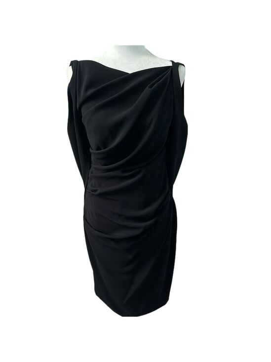Talbot Runhof Dresses & Skirts - Talbot Runhof Black Cape Ruched Sheath Dress Size 8